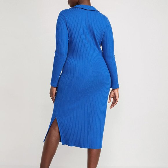 NEW Old Navy Fitted Rib-Knit Midi Polo Dress - Picture 4 of 7